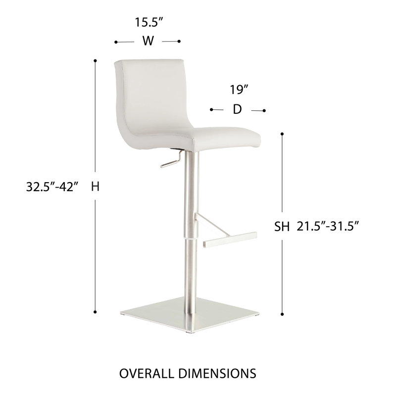 Folkston Upholstered Adjustable Height Counter Stool, White