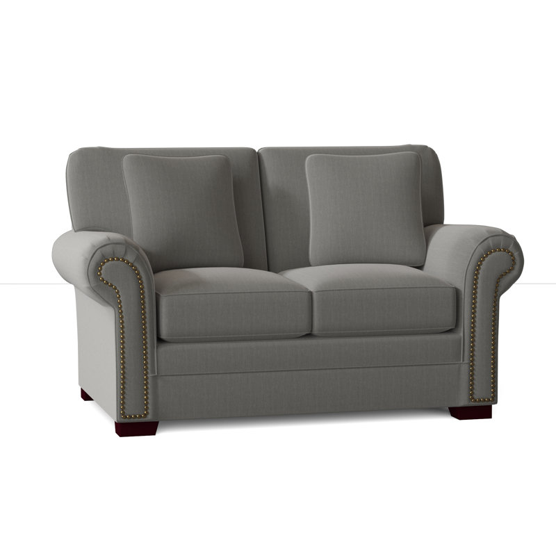 Adrena Upholstered 63'' Loveseat, Light Brass, Peyton 41 Grey Performance Twill, No