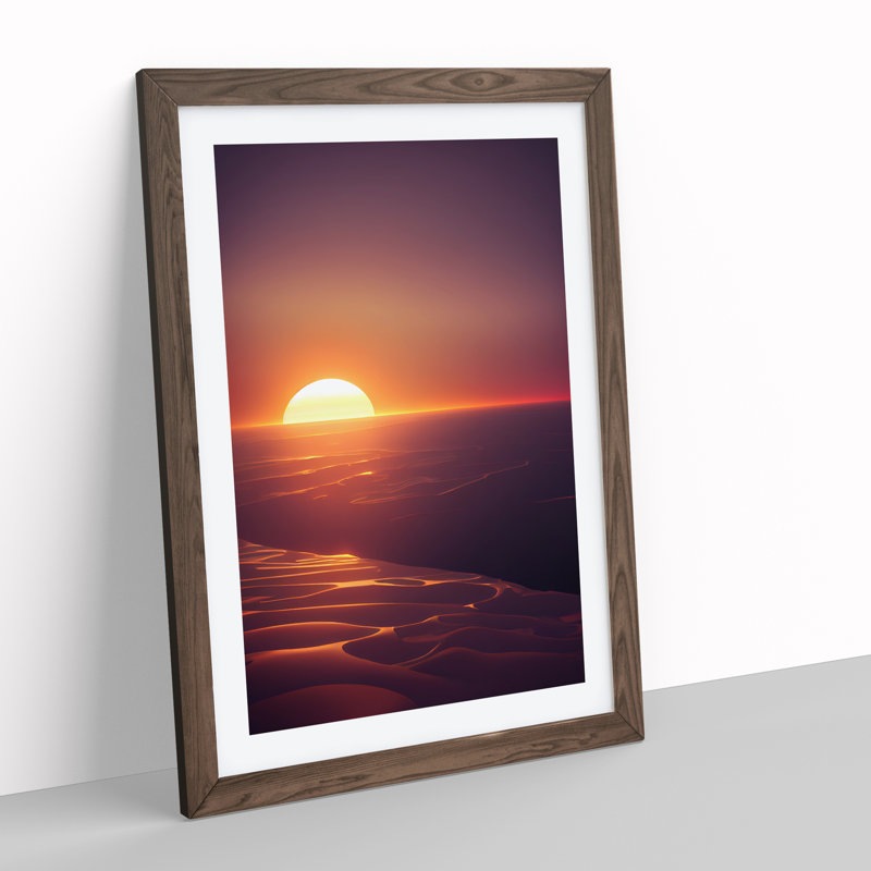 Desirable Sunset - Framed Print, 64cm H x 46cm W x 2cm D, Walnut