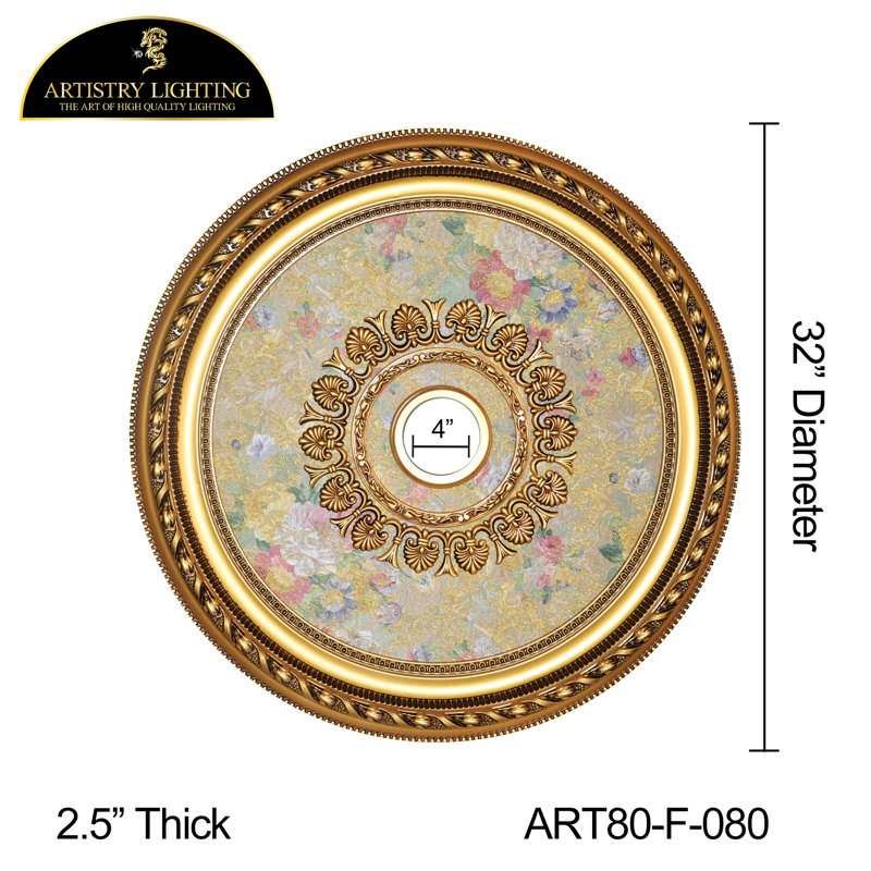 Médaillon de plafond rond en centre floral