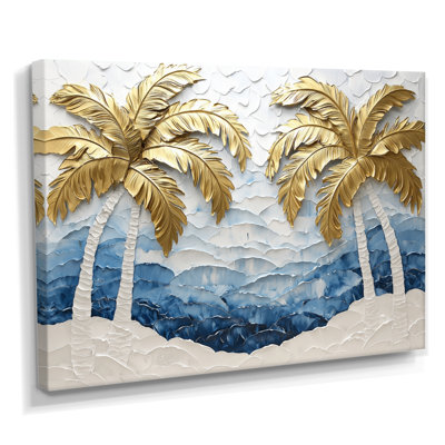 Art mural Cleao Golden Aqua Plams On The Beach I - Palmiers et palmiers
