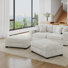 Repose-pieds rembourré rectangulaire en chenille blanc cassé, partie modulaire pour canapé modulaire