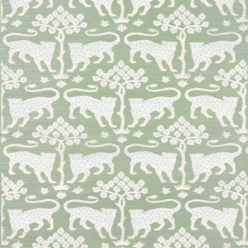 Woodland Leopard Sisal Wallpaper, Seaglass