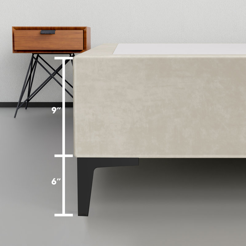 Allondra Upholstered Platform Bed, Queen, Taupe