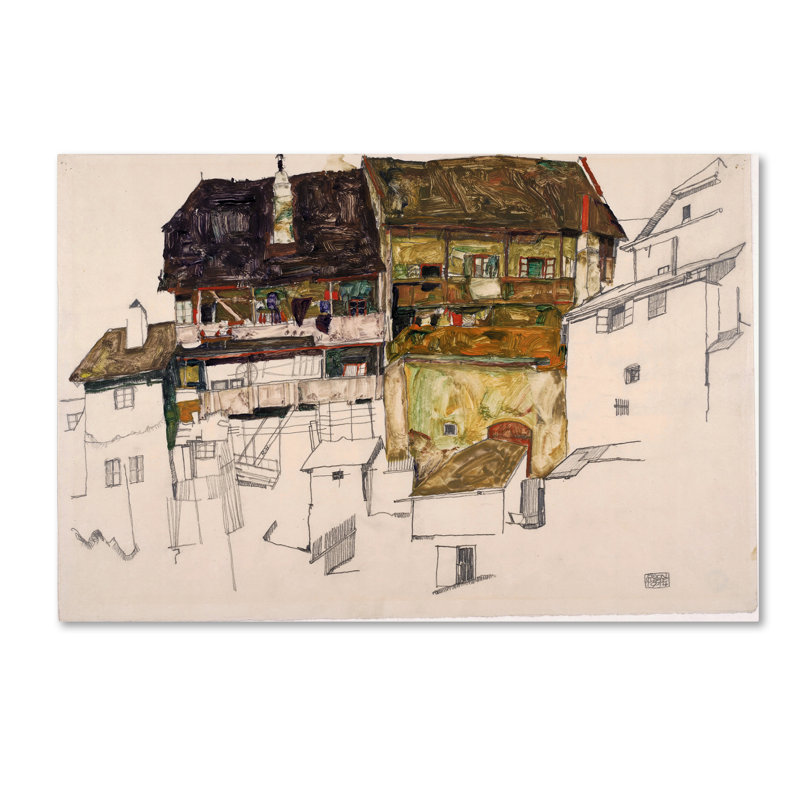 «Old Homes In Krumau», reproduction sur toile tendue, H 22 po x l 32 po
