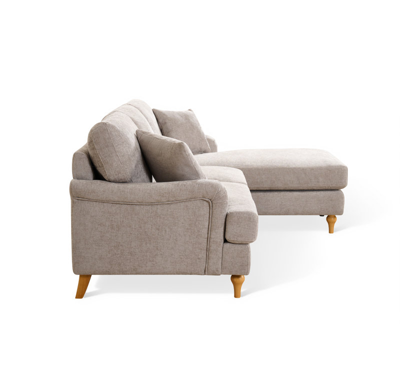 Hamilton 3 Seater Corner Sofa, Chenille - Grey, Right Hand Facing
