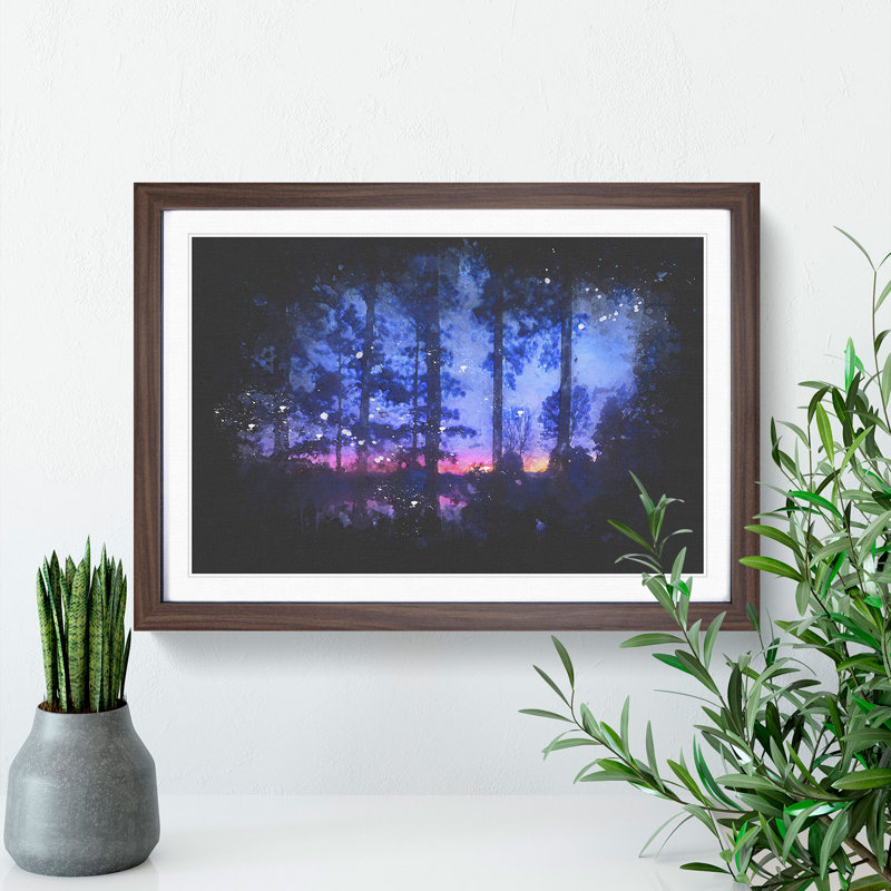 Sunset Through the Trees - Picture Frame Graphic Art Print, 62cm H x 87cm W x 2cm D, Walnut Framed