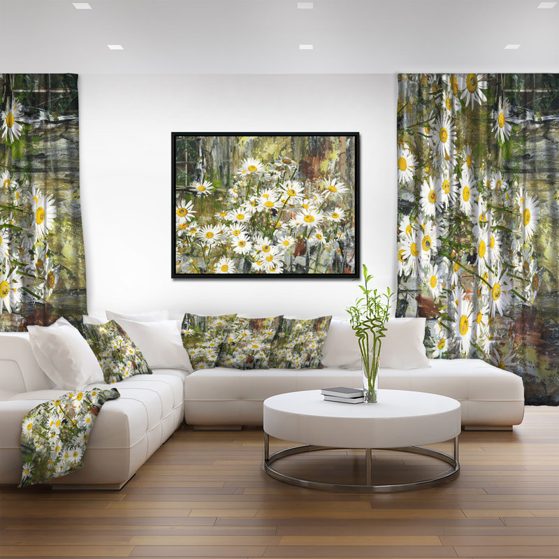 «Daisies Flowers Under the Window», reproduction de peinture à l'huile sur toile tendue, H 30 po x l 40 po x P 1,5 po