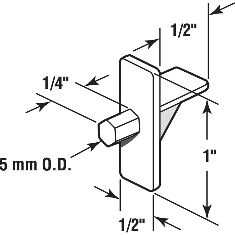 Chevilles de soutien pour tablettes Prime-Line, 5 mm. Diamètre, plastique, blanc