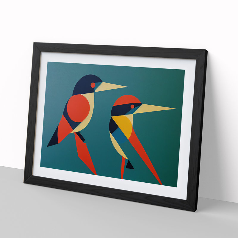 Kingfisher Bird Abstract Vol.1 - Framed Print, Black, 25cm H x 34cm W x 2cm D