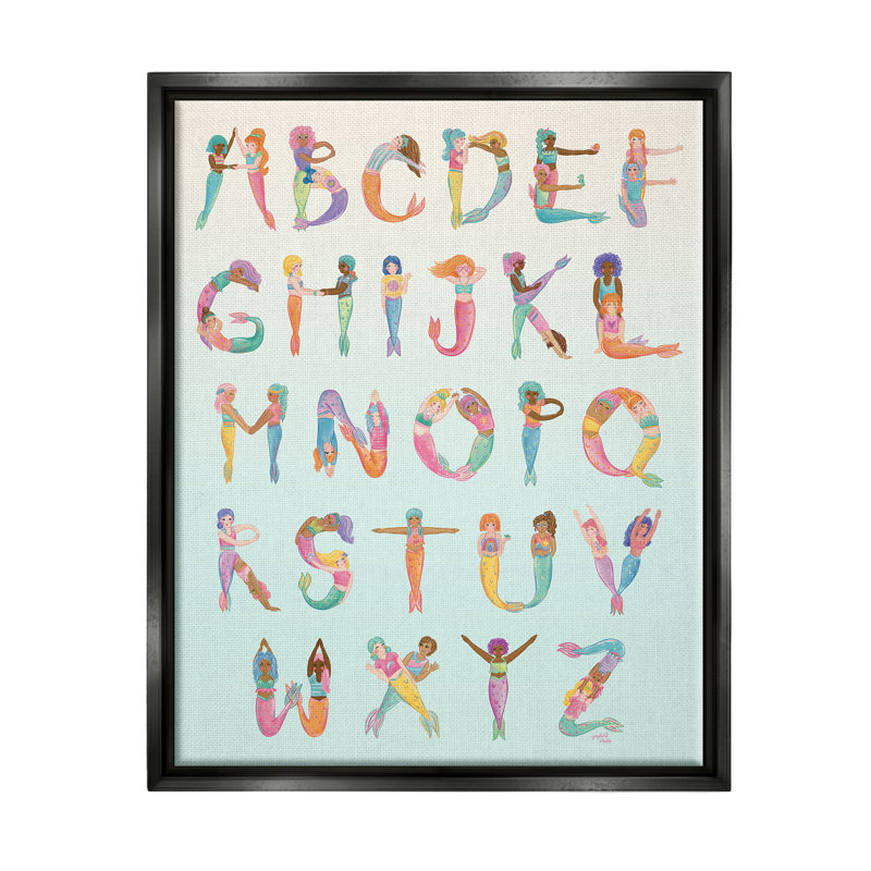 " Mermaid Alphabet Letters " by Joylark Studio, Jet Black Floater Frame, 21" H x 17" W x 1.7" D