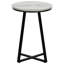 Table ronde élégante pour espaces de vie - Matériaux stratifiés gris et métal noir, style moderne, idéale pour une salle familiale.