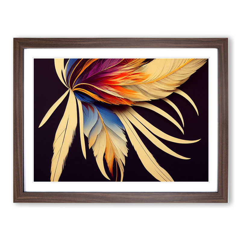 Unbeatable Bird Feathers - Framed Print, 34cm H x 46cm W x 2cm D, Walnut Framed