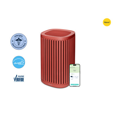 The Windmill Air Purifier 3-in-1, Medical Grade, True HEPA Filter, AHAM Verifide Up to 975 Sq Ft, Ultra-Quiet, Coral