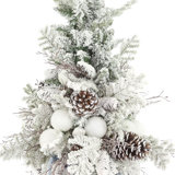 Holiday Tree with Ornaments and Pinecones in Decorative Vase