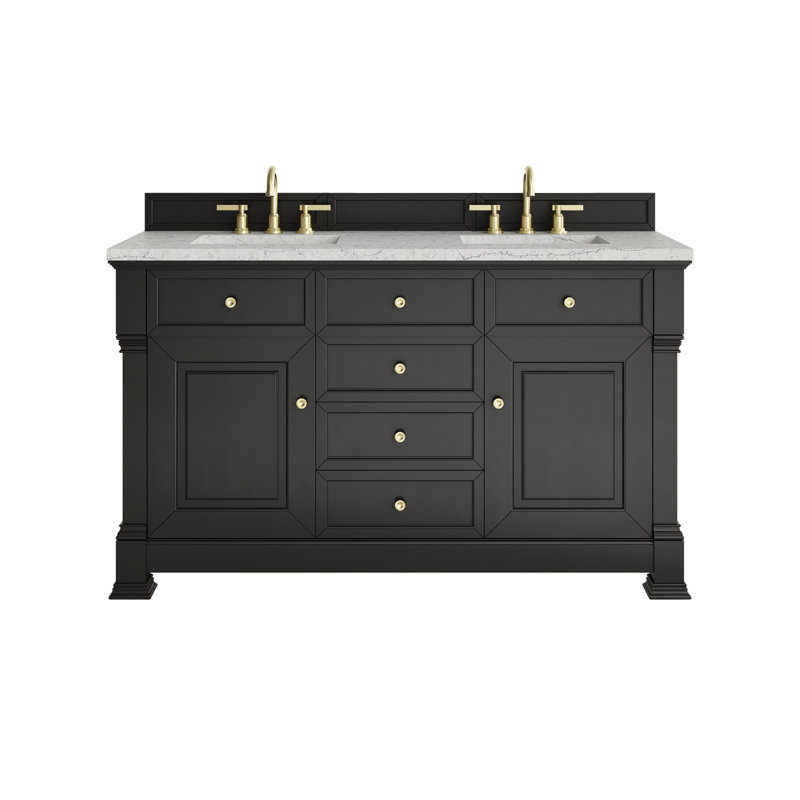 Brookfield 60'' W Double Vanity, Black Onyx, Eternal Jasmine Pearl, Widespread