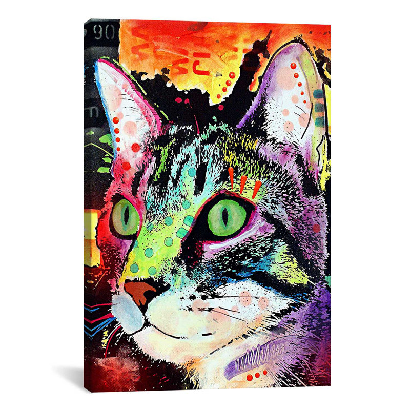 « curiosité cat », art sur toile, H 40 po x l 26 po x P 1,5 po