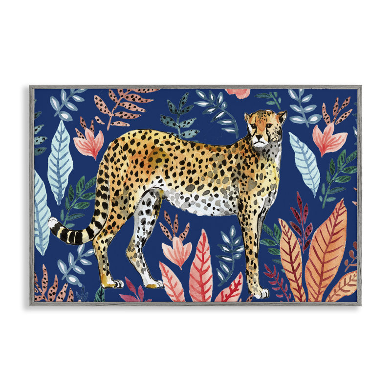 «Jungle Plants & Guetah Giclee Art» par Elena Vladykina, Gris, H 12 po x l 18 po