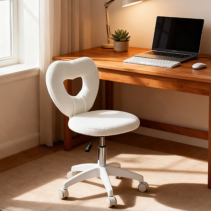 Chaise de bureau, chaise de bureau avec roues pivotantes, blanc