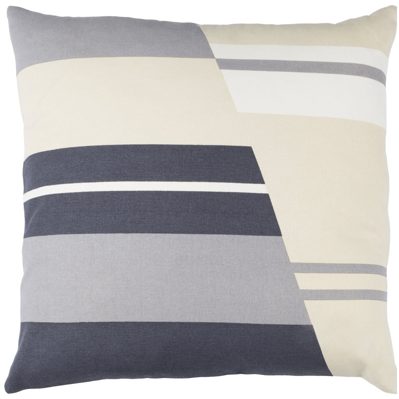 Housse de coussin en coton Lina, H 20" x l 20" x P 1", Bleu/Blanc