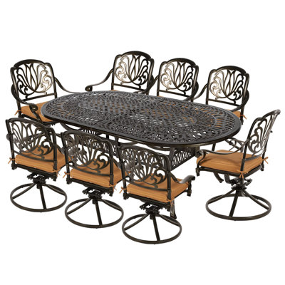 Oval 8 - Person 84'' Long Dining Set with Cushions