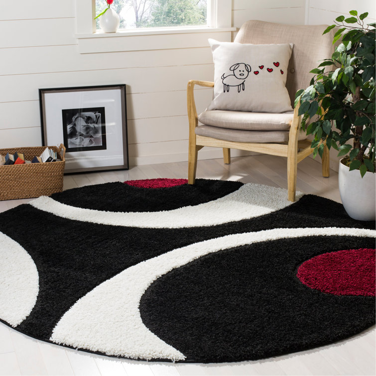 Ashal Abstract Black/Ivory Area Rug