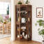 Vitrine d'angle de 70 pouces de haut avec portes vitrées, vitrine moderne à 4 étagères-1870865301