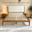 Structure de lit double pleine grandeur de style moderne Mid-Century avec tête de lit tapissier en velours et pieds fuselés, support de lattes en bois massif, aucun sommier nécessaire-129628285-129628286