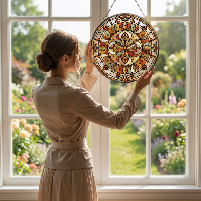 Panneau de vitrail en verre coloré, 7,8 heures, H 7,8 po