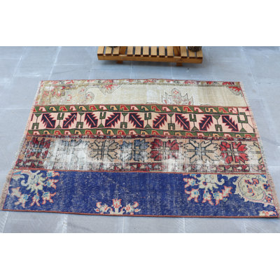 Small Vintage Handwoven Turkish Patchwork Rug - Oriental Wool Rug Handmade Gift A6AEB771534D4BEAAB03AD351888FDFB