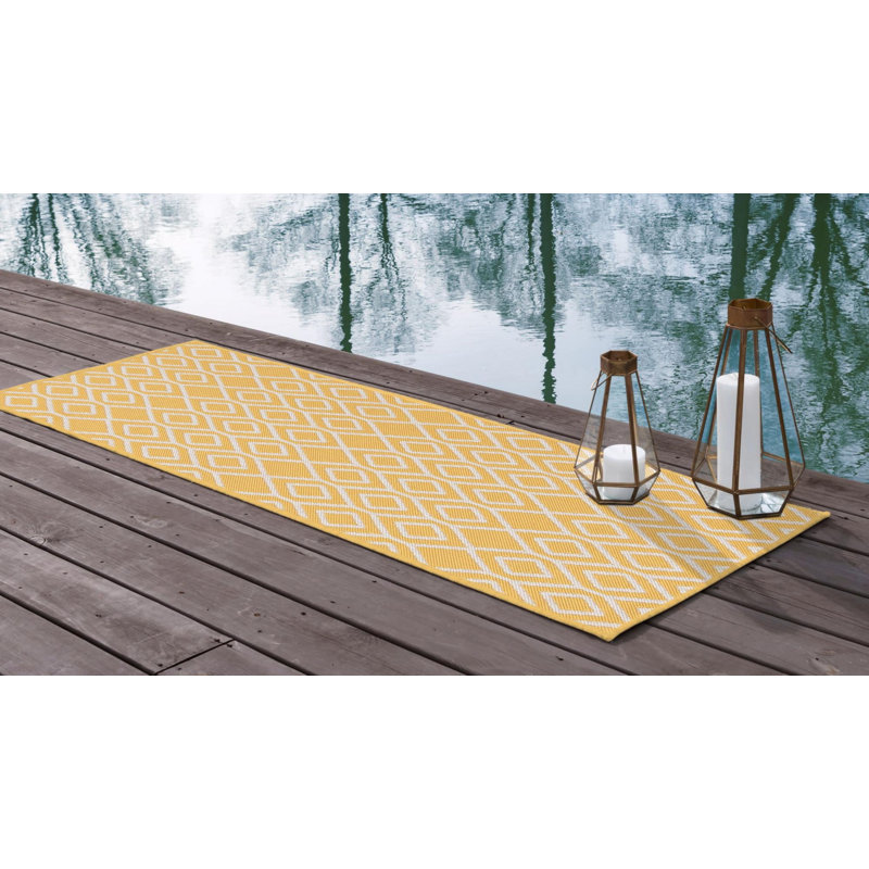 Outdoor Destiny Area Rug Gold Color, Runner 2' x 8'