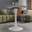 Table basse ronde avec plateau en marbre gris ardoise et blanc de 27,6 po, base Mid-Century, 4 sièges