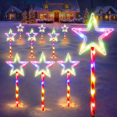 Christmas Decorations Outdoor, Twinkling Big Star Solar Christmas Lights With 90 Bright Led And 10 Lighting Modes, Warm White Waterproof Christmas Decor For Pathway Yard