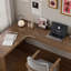 Bureau en bois massif en L noyer clair-988972915-988972927