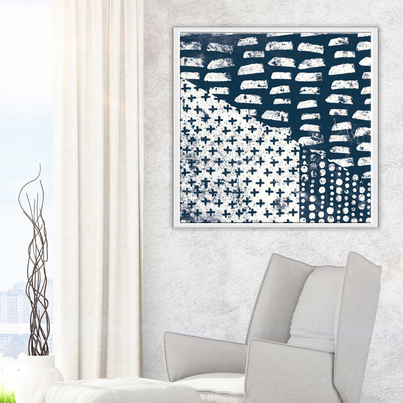 " Mark Making Tile II ", 27.5" H x 27.5" W x 2" D, White Floater Frame