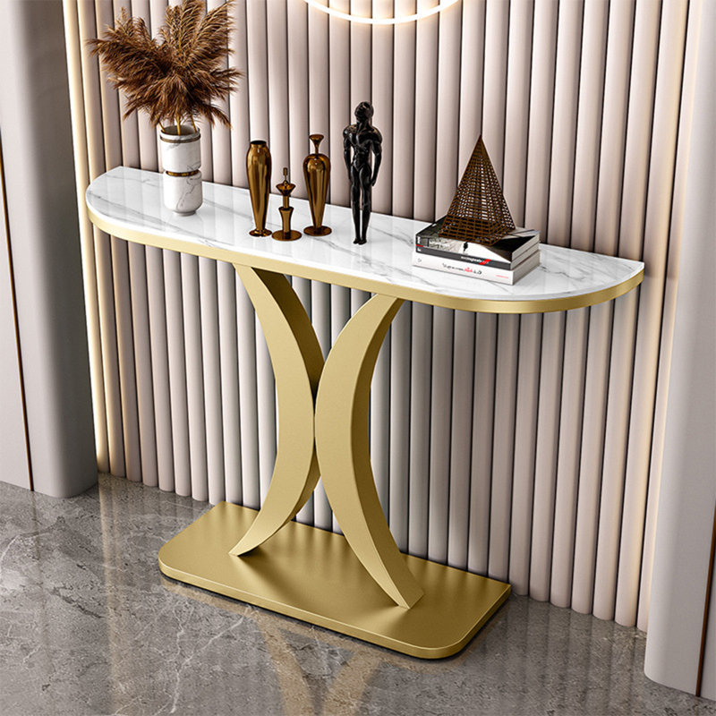 Console, H 31,5 po x l 47,2 po x P 11,8 po, Blanc, Or