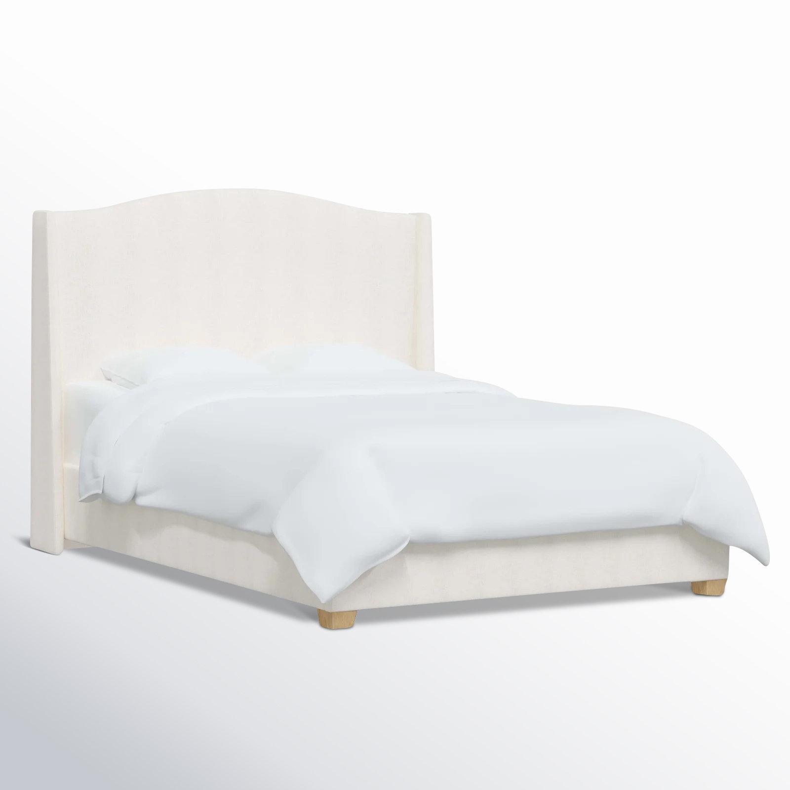 Allis Upholstered Wingback Bed, Zuma White Textured Linen, Twin
