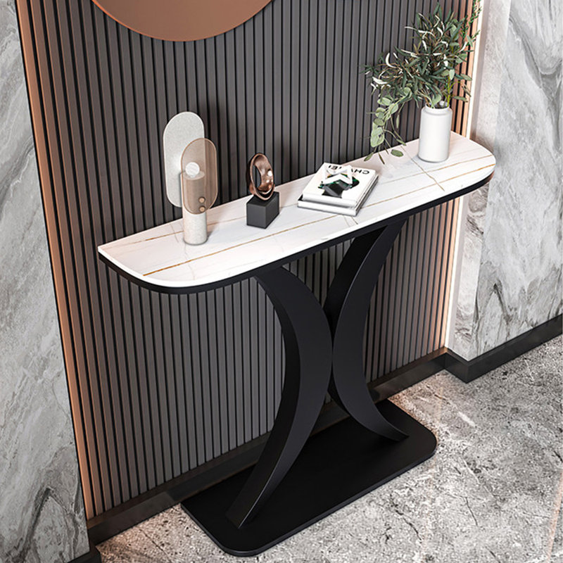 Console légère en métal de style luxueux., 35.4" H x 59" W x 11.8, Blanc, Noir