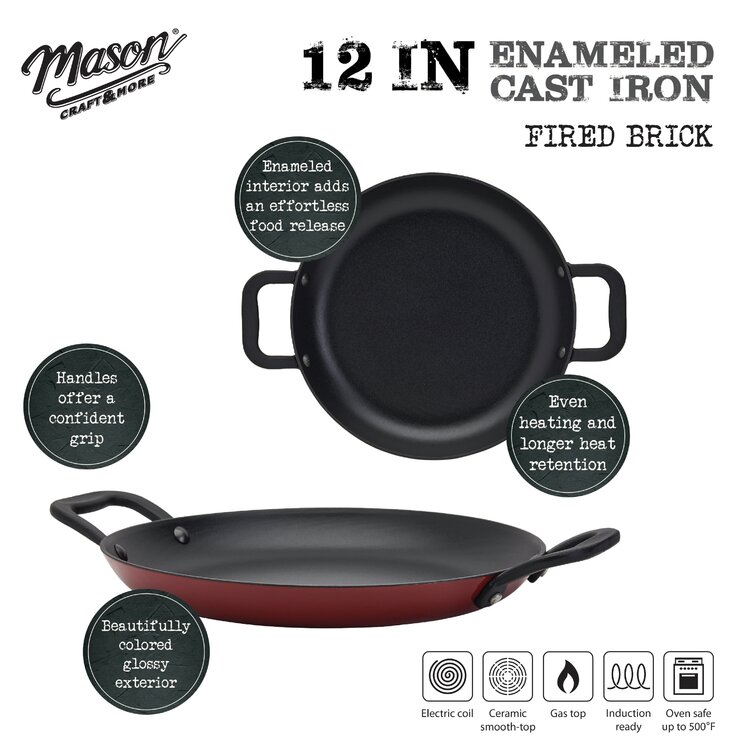 Mason Craft & More Cast Lite Cooking 12 Iron Griddle - Fired Brick Color: Red TTU-V1616-ECM