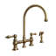 Whitehaus Collection Bridge Faucet with Long Gooseneck Swivel Spout, Lever Handles and Solid Brass Side Spray-1319394650-1313783638