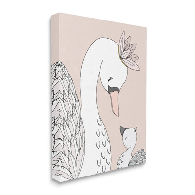 «Mother and Baby Swan Flower Crowns Princess Animals» par Sweet Melody Designs - cadre flottant, impression sur toile