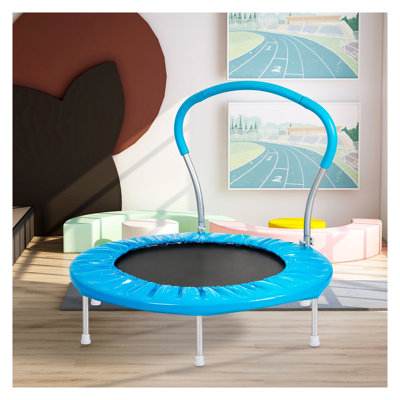 Mini trampoline de 36 pouces avec guidon, cadre en métal bleu et housse en PVC