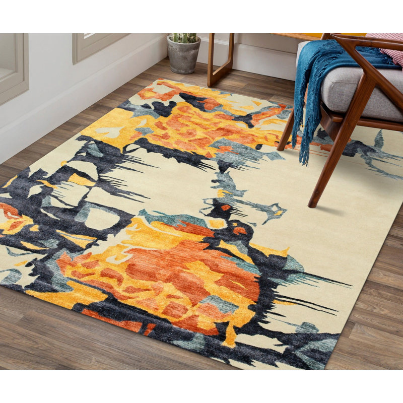 Hand Tufted Wool Geometric Area Rug, 9' x 12'