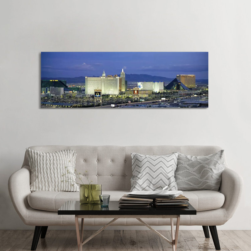 Dusk the Strip Las Vegas NV 1 Piece Wrapped Canvas Panoramic Wall Art, 182.88 cm H x 60.96 cm W