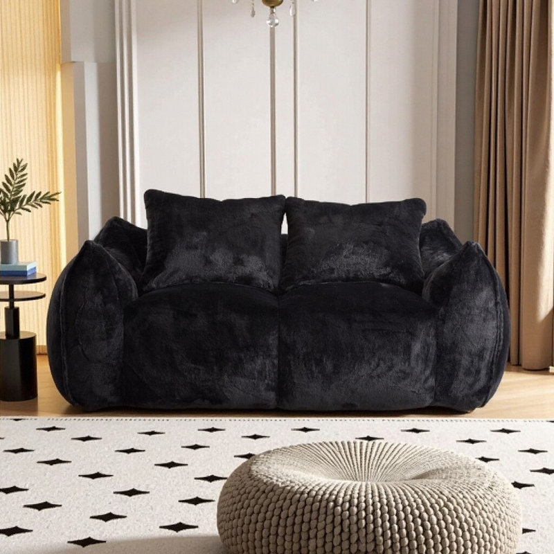 Giant Bean Bag Couch for Adults, Ultra Soft Fluffy Loveseat Bean Bag Sofa, Chase Lounge Chair Indoor for Living Room Bedroom, No Assembly Required Cozy Reading Chair with Pillows