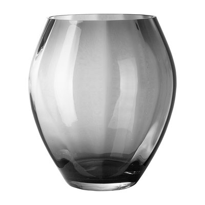 Lilian Lantern Glass Smooth Gray Silver Vase