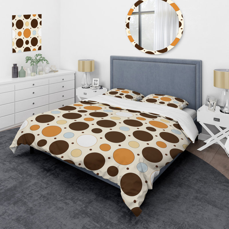 Ensemble de housse de couette brun beige à pois II - Glam, Housse de couette très grand + 2 taies décorativ