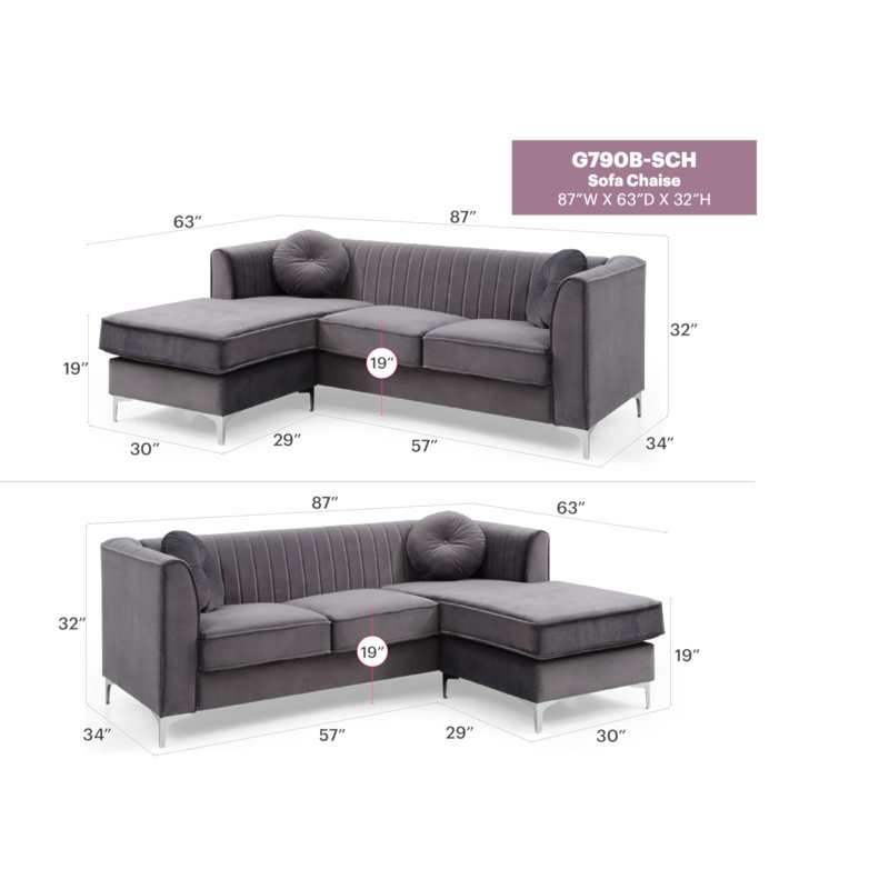 Canapé Delray G790B-SC (3 boîtes), Grey