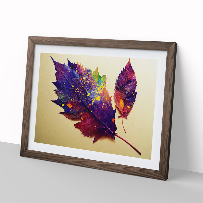 XH1022-6727X Paint Leaf Splash Vol.1 - Single Picture Frame Print, 25cm H x 34cm W x 2cm D, Walnut