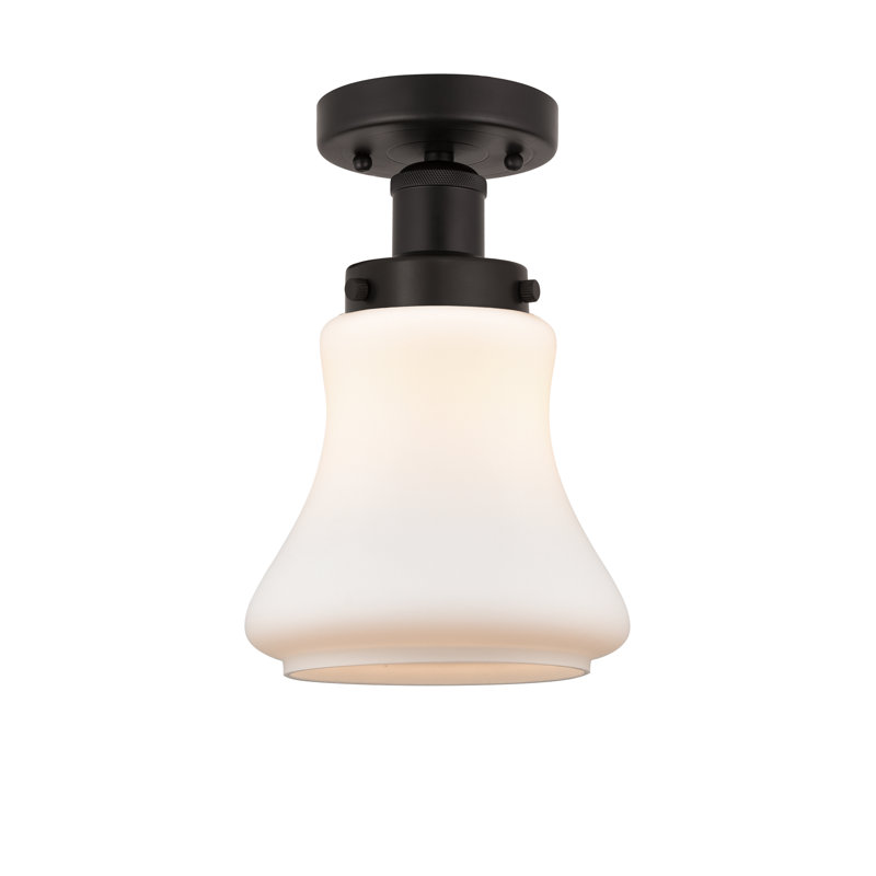Plafonnier semi-encastré en verre Cahuilla, Blanc mat, Bronze huilé